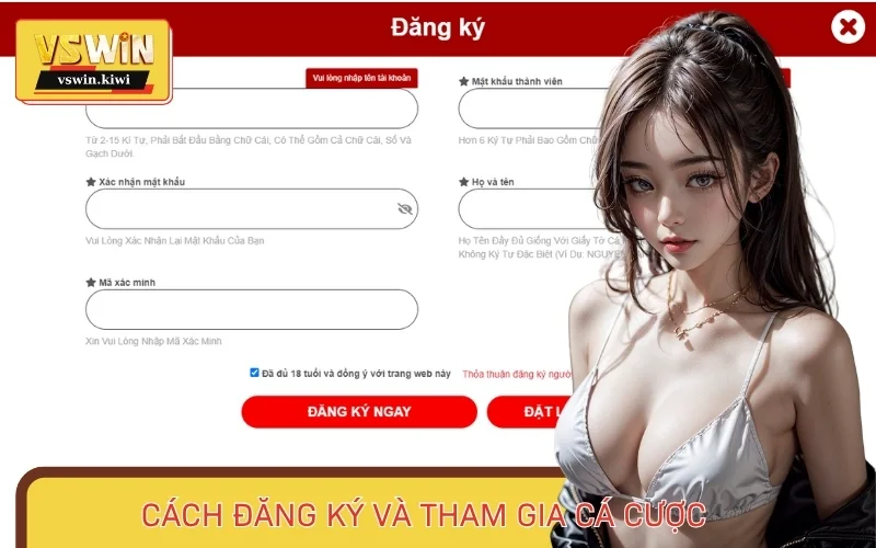 Quy trình đăng ký tài khoản và tham gia cá cược tại Vswin